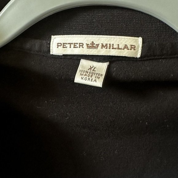 Peter Millar Mens 100% Cotton Size‎ XL Short Sleeve Black Logo Polo Shirt - Picture 2 of 6